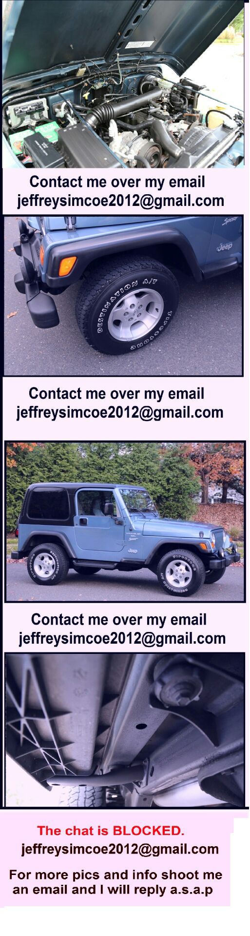 ==+ 1999 jeep wrangler sport= title in hand. "
