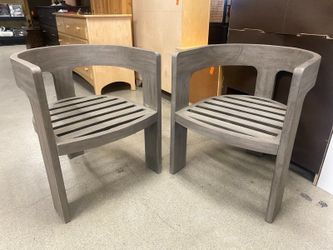RESTORATION HARDWARE Bronte Teak Outdoor Dining Armchair in Aged Teak (Set of 2)
