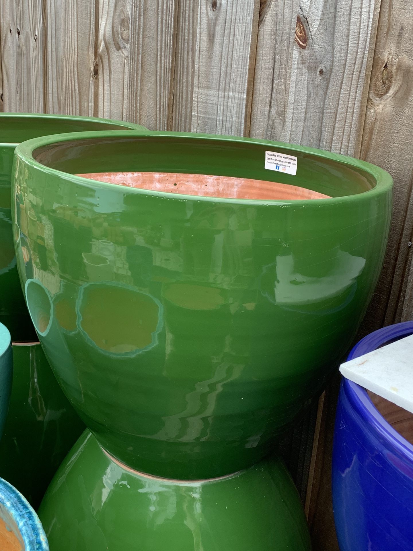 Large Glazed Ceramic Pot Rare Green Color