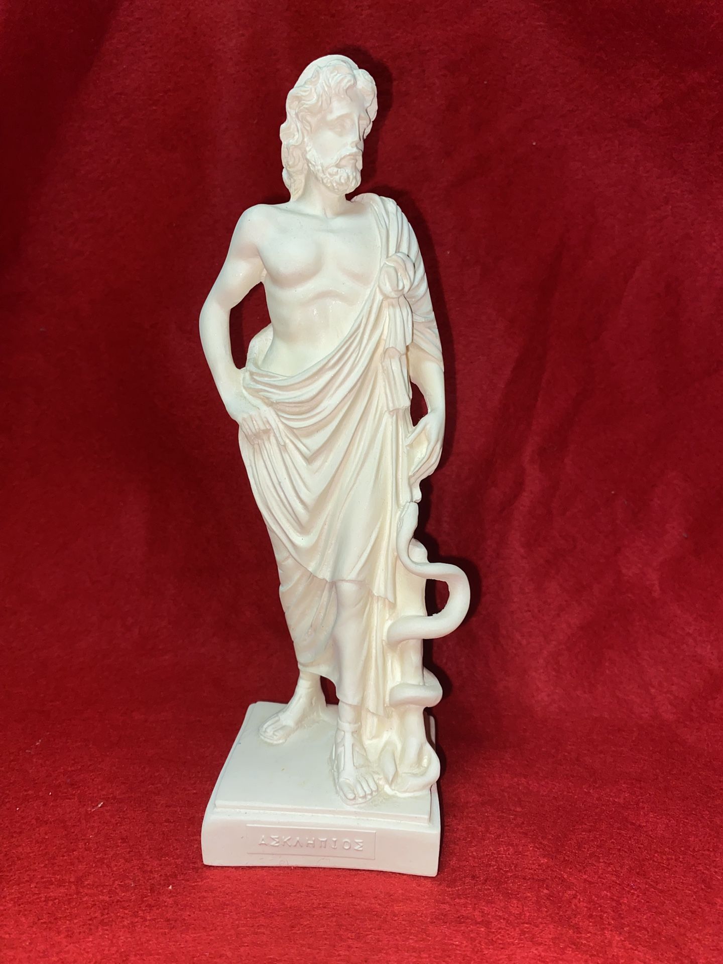 Vintage 9 Inch Alabaster Greek Asclepius Figurine Imported From Greece (2 available)