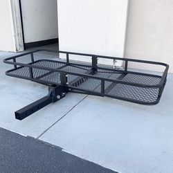 (New) $125 Folding Cargo Rack Carrier 60x25 Inches Fold Up Basket 2” Hitch Receiver, 500lbs Max 
