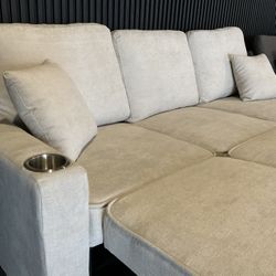 Sleeper Sofa 82” Long – Beige or Gray | On Sale !