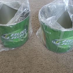 2 galvanized BUD LIGHT Beer Buckets