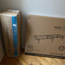 Twin Mattress N Bed Frame 