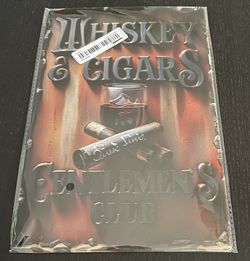 Whiskey & Cigar Gentlemen’s Club Metal Sign 