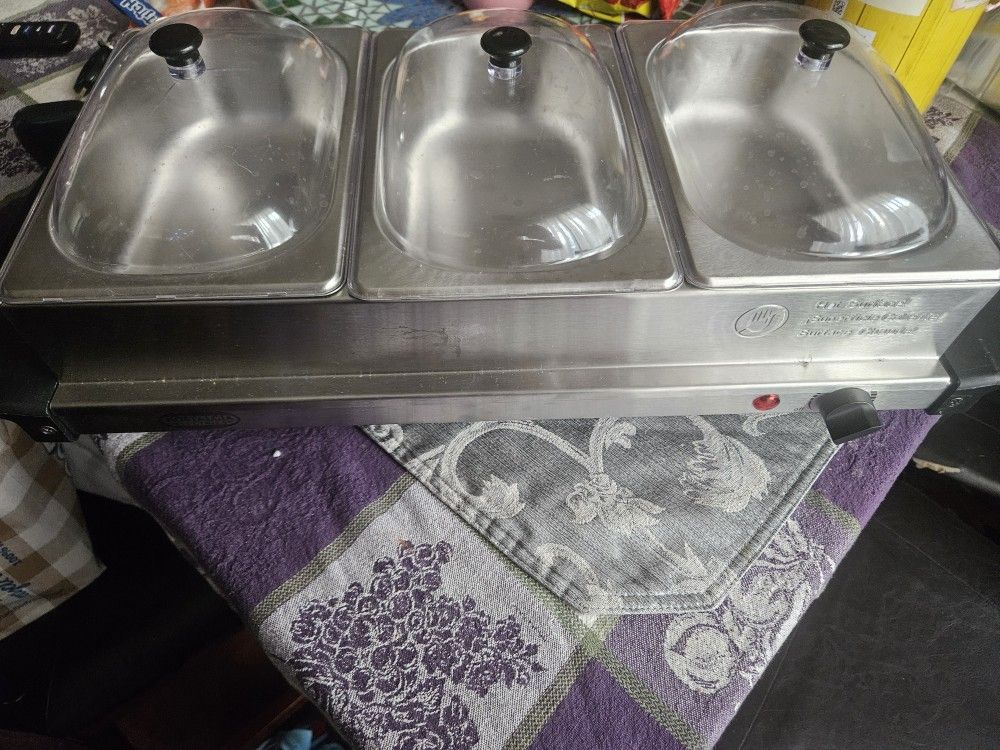 Electrics 3-Station Stainless Steel Buffet Warmer & Serving Tray