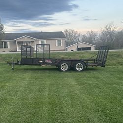 16 Ft. Dual Axel W/rear And Side Ramp And Steel Flat 