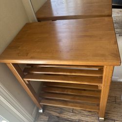 Wooden Accessory Cart With Wheel