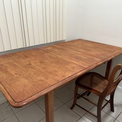 Vintage Butterfly Leaf Table and Two Cane Chairs