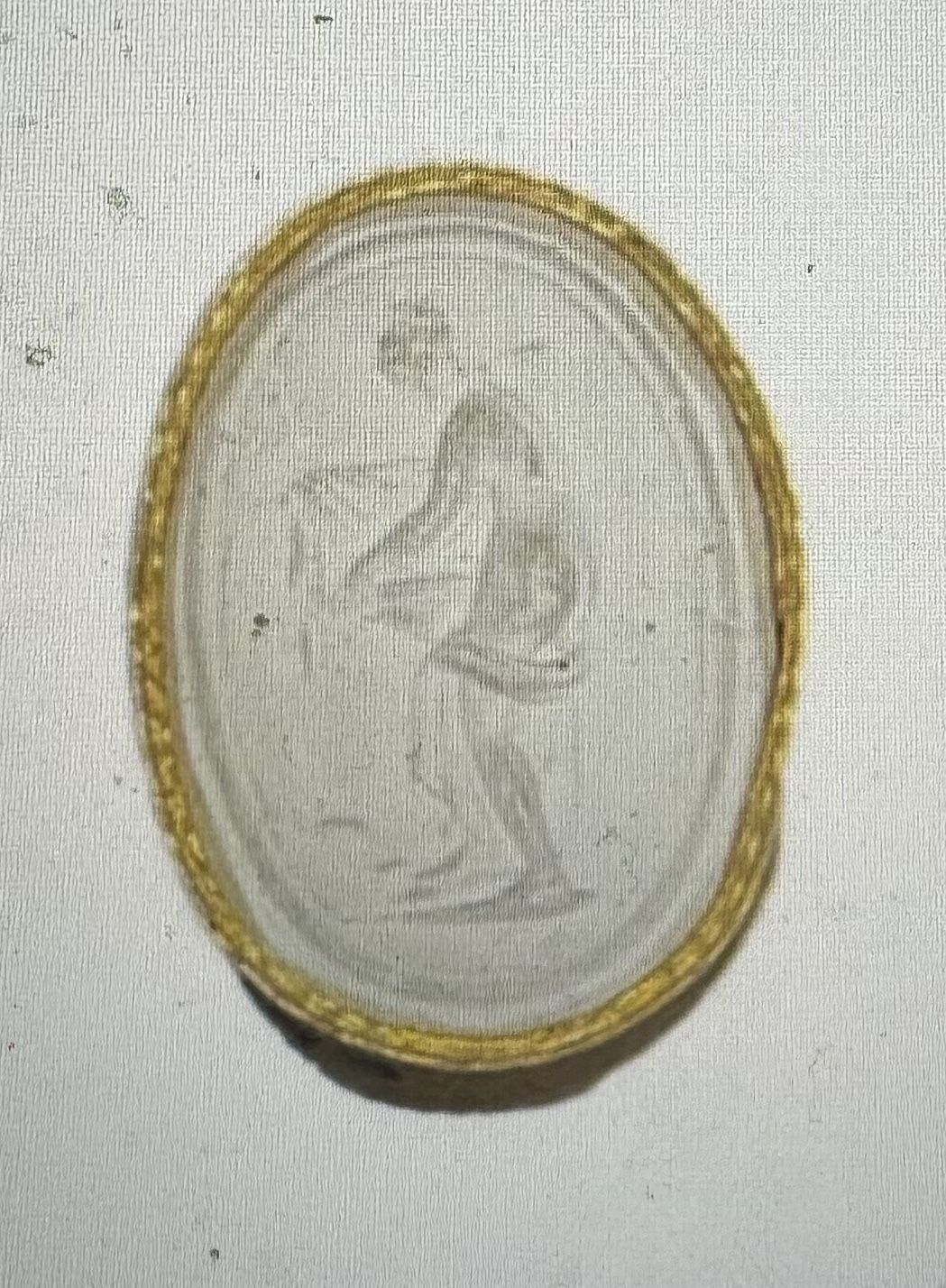 Antique White Plaster Relief Cameo Female Woman's Carrying Gold Tone Outline 143