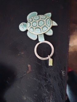 Coach Leather Turtle Keychain