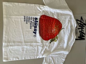 White Stüssy Strawberry Men Tee