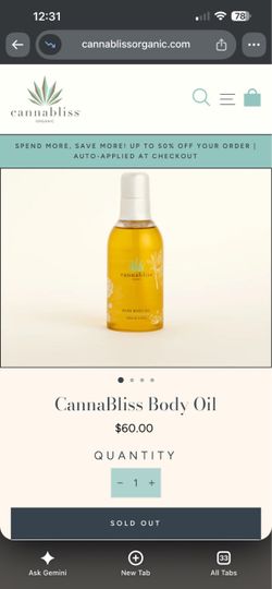 Cannabliss Organic Bliss Body Oil 130ml Full Spectrum