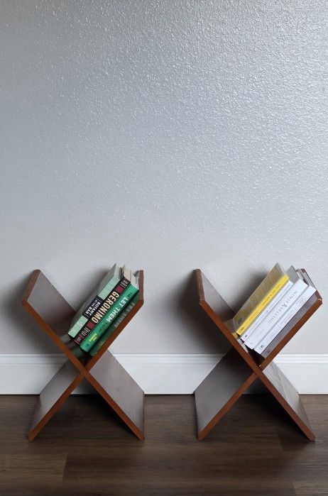 Mid-Century Modern X-Frame Book Holders (Set of 2