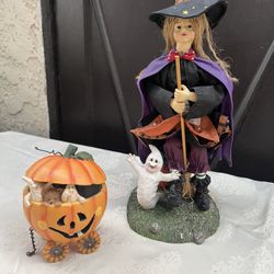 Halloween Decor: Witch And Pumpkin, Both $15