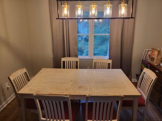 Rustic white wash wooden dining set
