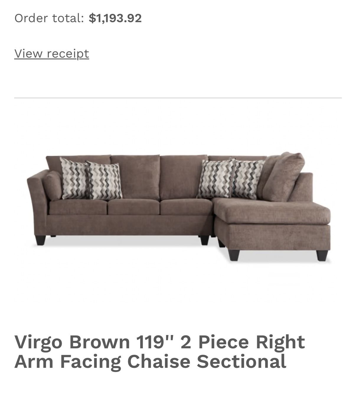 Brown Sectional couch with Chaise