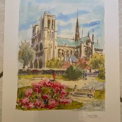 NOTRE DAME DE PARIS ~ DANIELE CAMBIER ~ 2006 SERIOLITHOGRAPH With COA - 7" x 9"