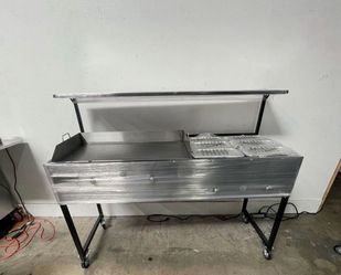 Plancha De 36” Con 6 Charolas Baño María Y Repisa | Incluye Manguera Con Regulador