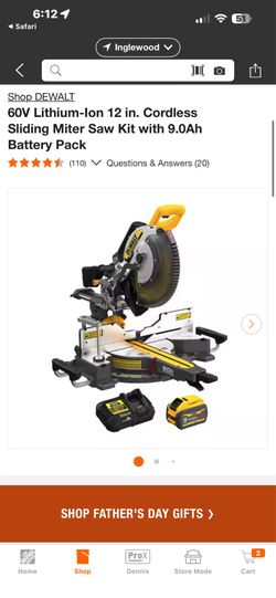 DeWalt Cordless Miter Saw with Battery