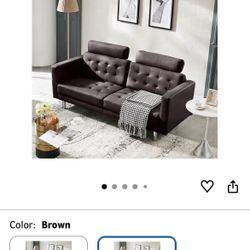 SZLIZCCC 72'' Top Leather Sofa Couch, Upholstered Cow Leather loveseat Sofas Modern Leather Couch Tufted Sofa with Metal Legs & Wide Backrest, Two Sea