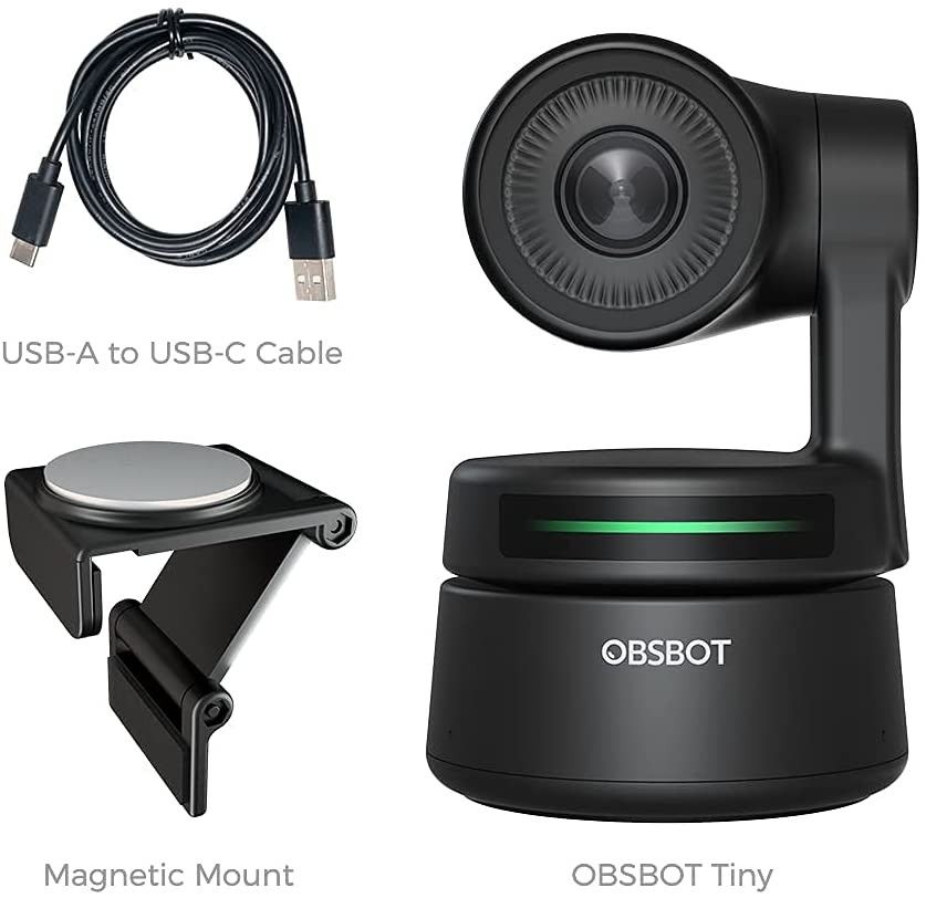 OBSBOT Tiny 1080P PTZ Webcam with AI Tracking, Auto Framing, Noise Reduction, and Gesture Control
