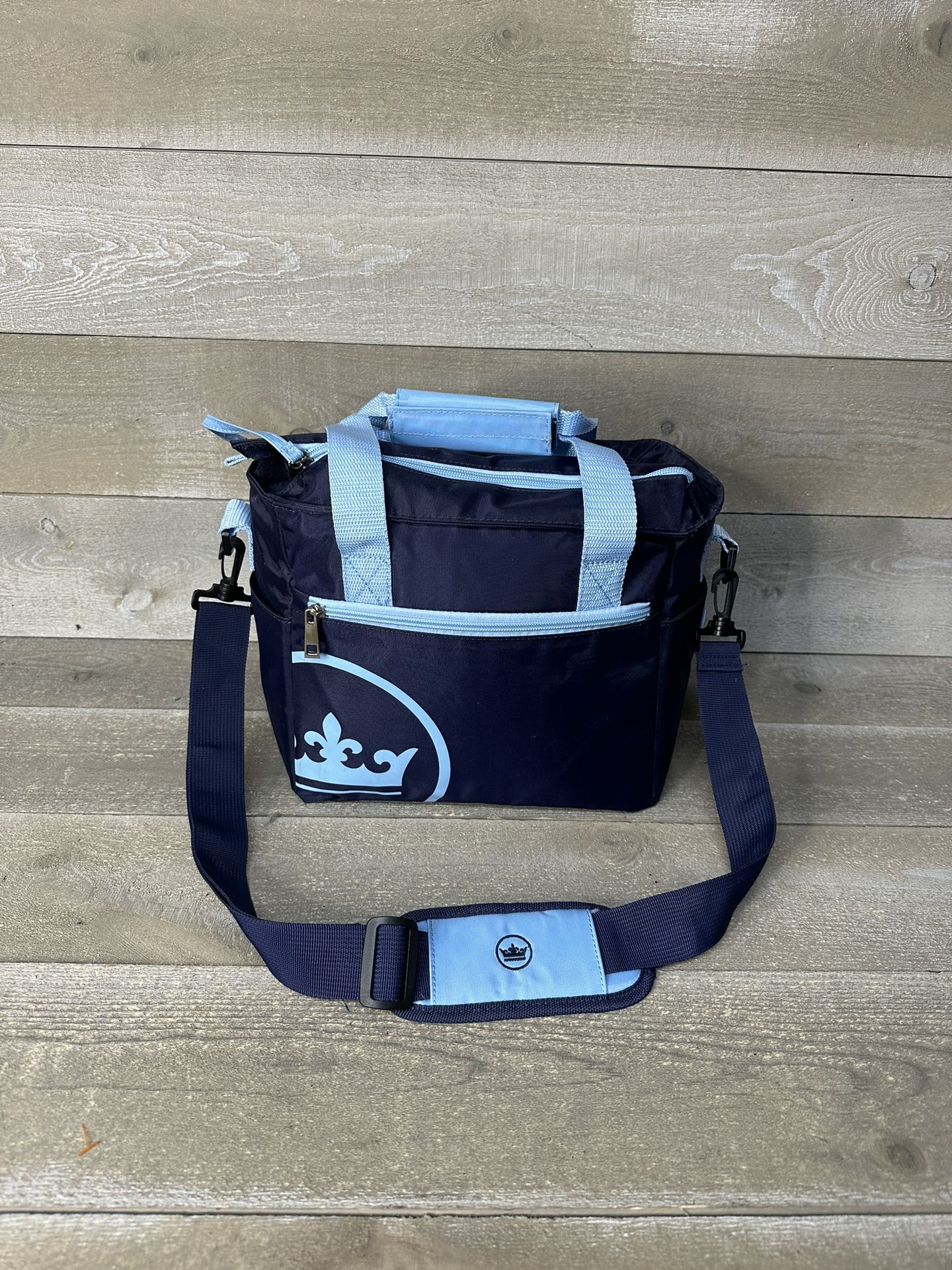 Peter Millar Crown Seal Insulated Golf Cart Cooler Bag Blue Zipper Lunch 12x9x6