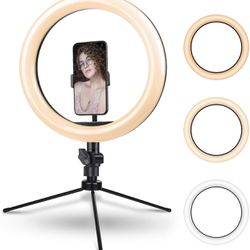 10.2 Inch Ring Light with iPhone Tripod and Phone Holder for Video Photography Makeup Live Streaming