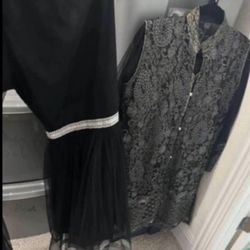 Girls M Gharara Set 2 Pieces Net Black 