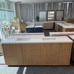 84” Bathroom Vanity In Wood Color 
