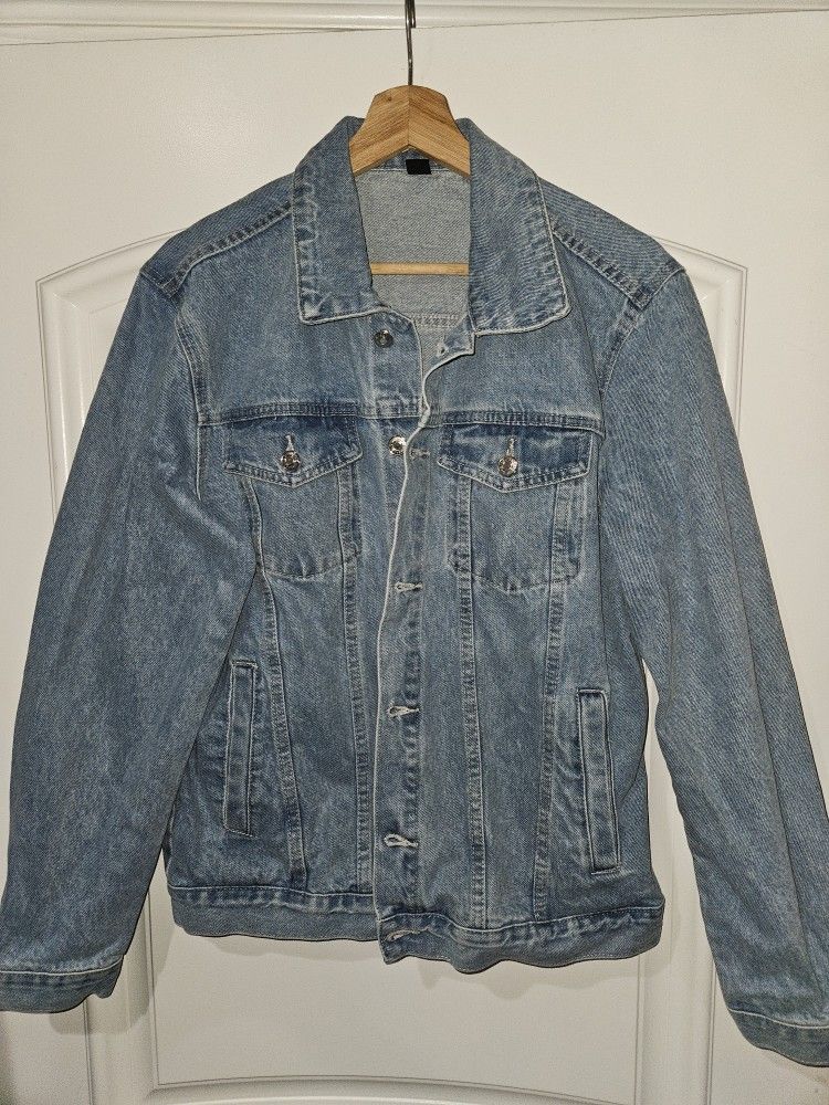 Retro 80s 90s Light Blue Denim Jean Jacket. Size Men's Small. Casual 
