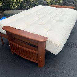 Beautiful Wood Futon Sofa Bed Couch Foldable Recliner 