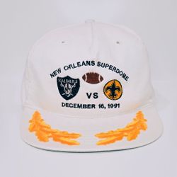 Vintage 1991 Raiders vs Saints New Orleans Superdome Snapback Hat Made In USA Graham Caps NFL