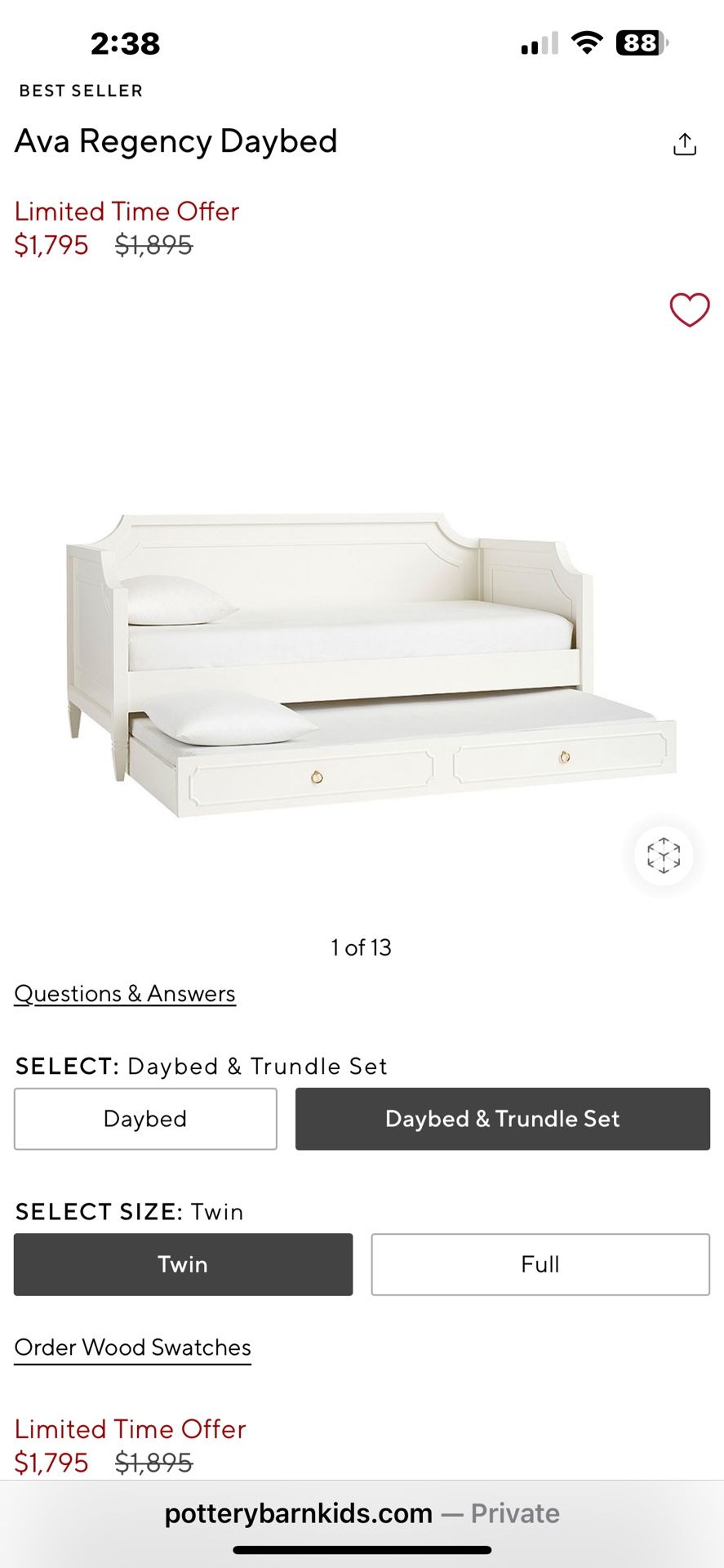 Pottery Barn Kids Twin Trundle Bed