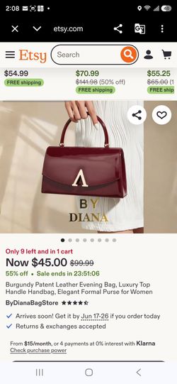 Burgundy Leather Evening Bag.