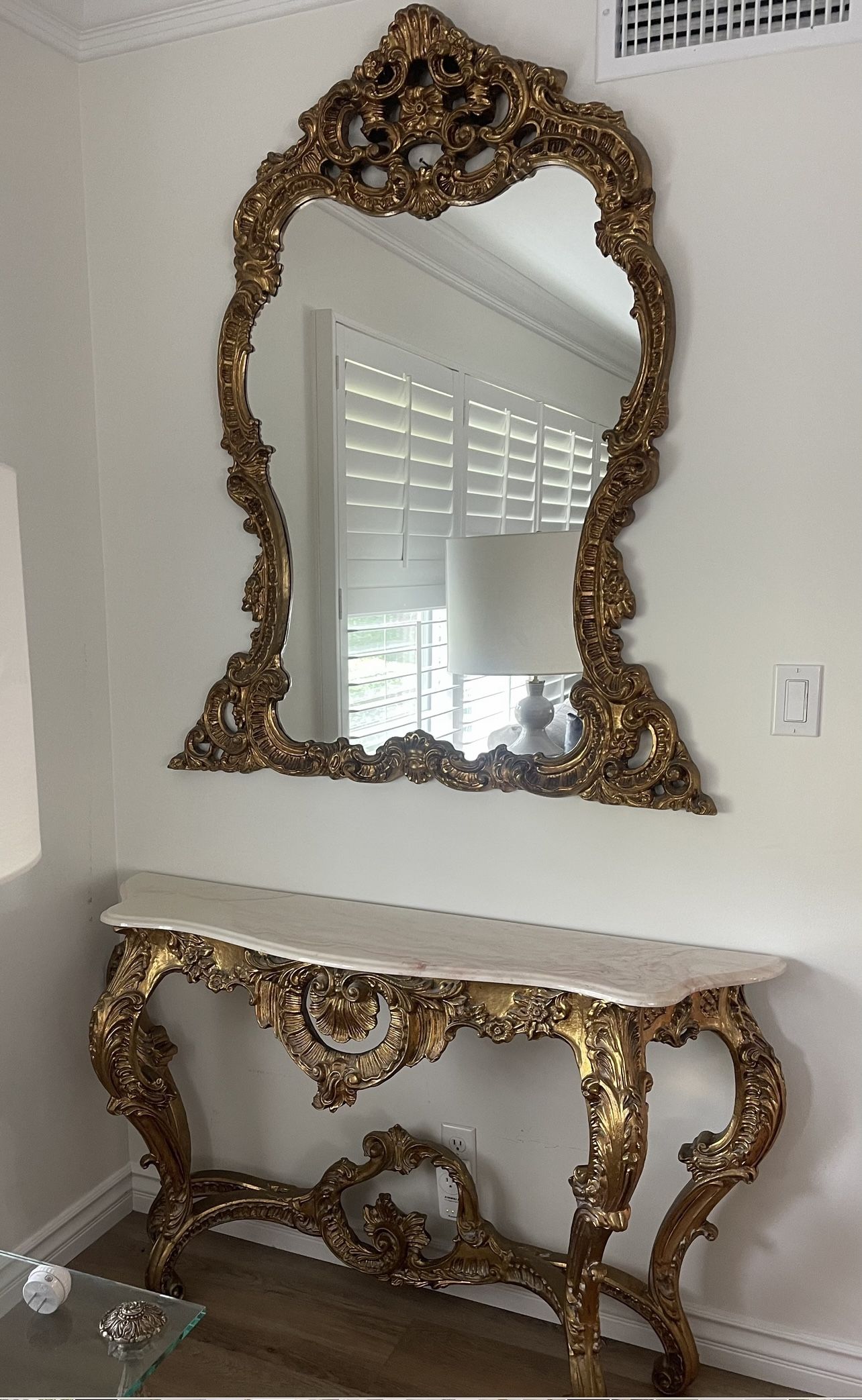 Gold Table and Mirror