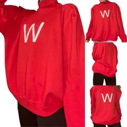 🔴⚪️Custom Red Wisconsin Large Oversized mock neck Knit Sweater⚪️🔴  