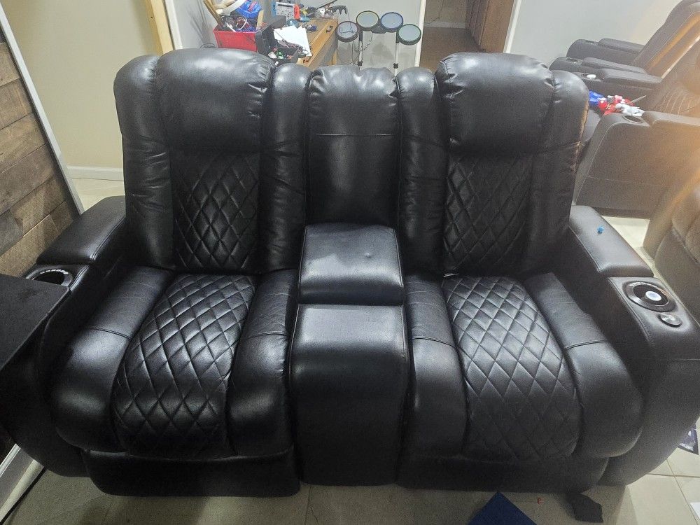 Love Seat And Sofa  Recliner With Storage