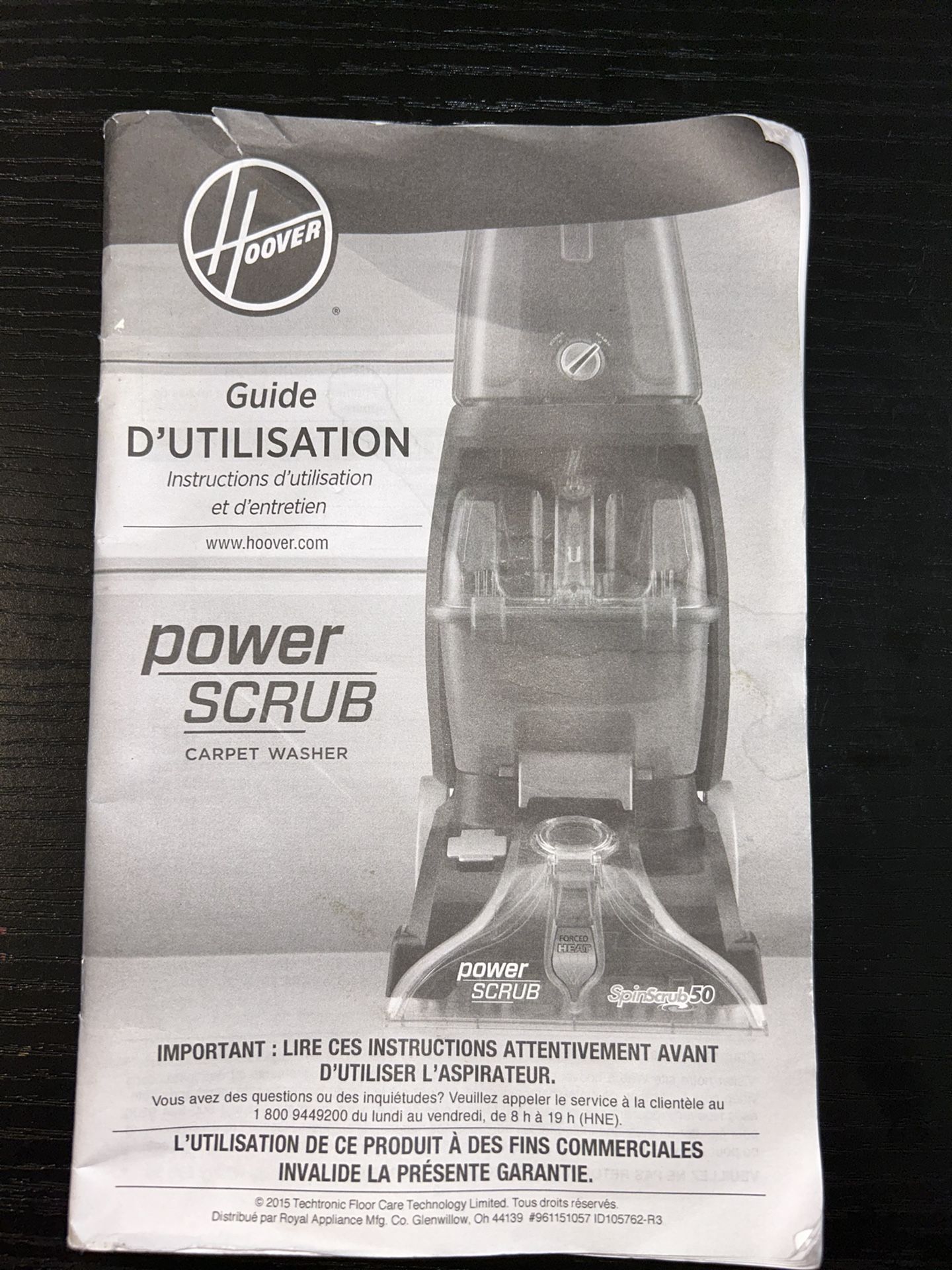 Hoover Power Scrub Carpet Washer Replacement Owner's Manual Booklet