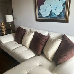 White Napa Leather Sofa