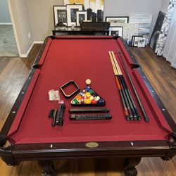 8ft Olhausen pool table/Custom drink rack/High top pub table