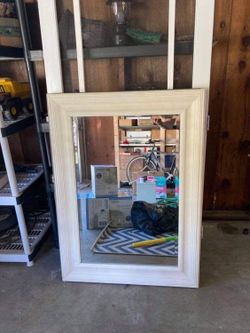 White Wood Framed Mirror