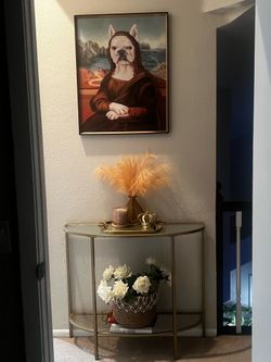 Gold Metal Half Moon End Tables (Set of 2) – Glass Top – Excellent Condition