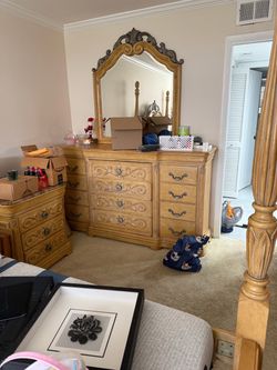 Real wood carved bedroom furniture