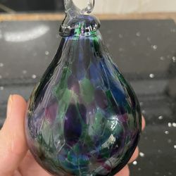 Cala Lily Raindrop Glass Ornament  4”