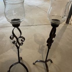 Beautiful tall glass candle holder Set