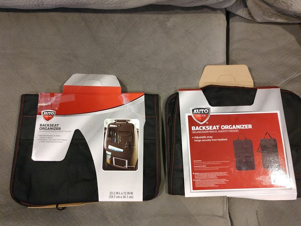 Two backseat organizers, new