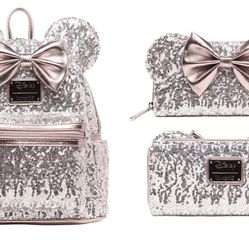 Silver Disney Loungefly Backpack Set