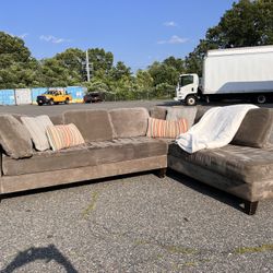 Macy’s Grey 2pc Sectional Couch (Shampooed & Free Delivery)