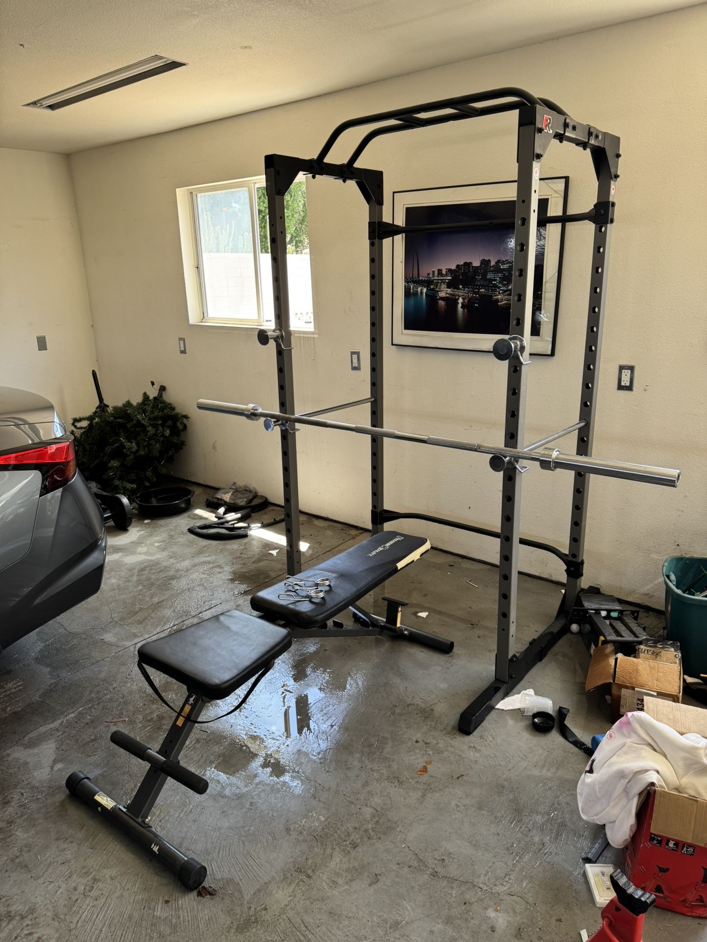 Bench And Squat Rack W/ Weight Plates